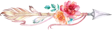 a watercolor painting of an arrow and flowers
