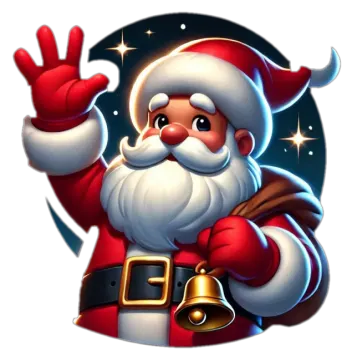 a cartoon santa claus with his hands up