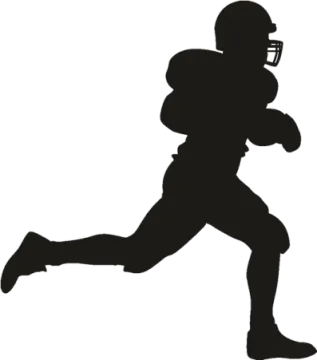 a silhouette of a football player running