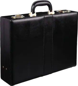 a black briefcase on a white background