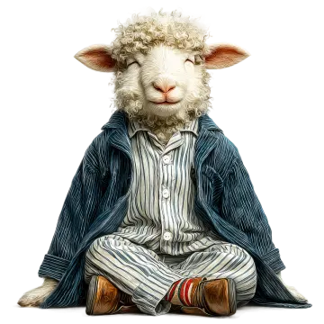 a stuffed sheep sitting on the ground