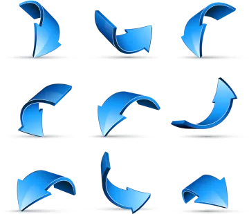 a set of blue arrows on white background