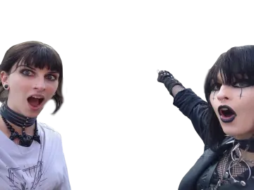 two women with black hair and piercings on their faces