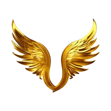 a golden angel wings on white background