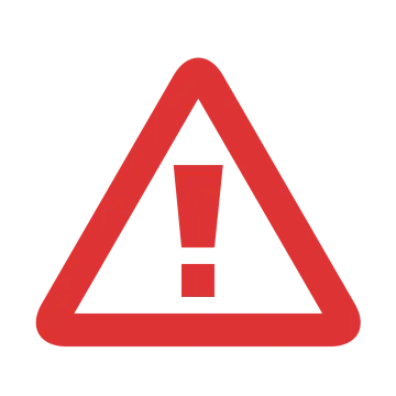 a red warning sign with a white background