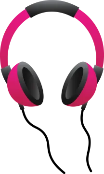 an alien headphones with pink and black heads