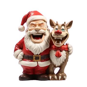 a fig of santa claus and rudolph