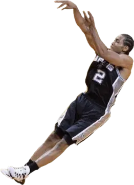 a basketball player jumping up in the air