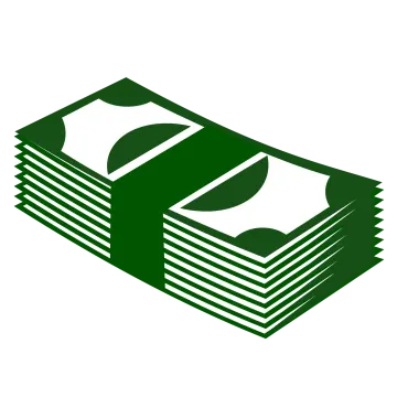 a stack of money on a white background
