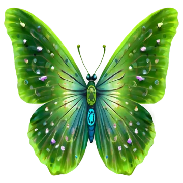 a green butterfly with blue eyes