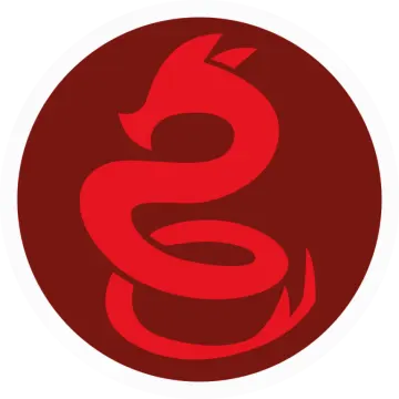 a red snake in the middle of a circle