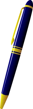 a blue and yellow pen