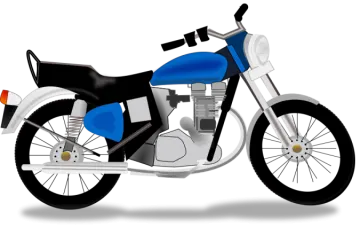 a blue and white motorcycle on a white background