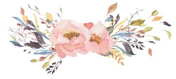 a watercolor painting of flowers and leaves