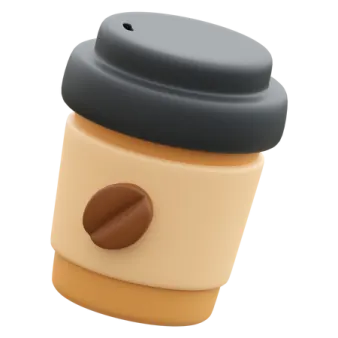 a coffee cup with a black lid