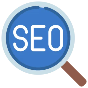 a mag glass with the word seo on it