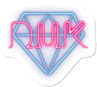 a neon sign with the word nuk on it