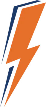 an orange and blue lightning logo