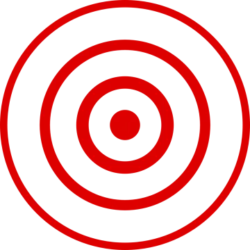 a red and white target icon