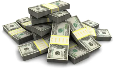 a pile of money on a white background