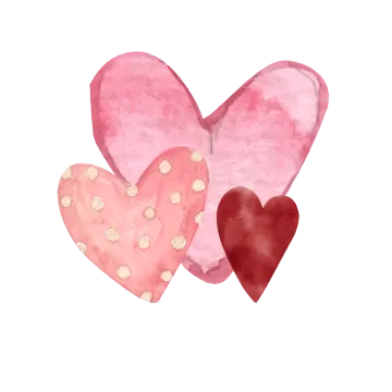 two pink hearts on a white background