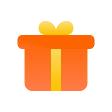 an orange gift box with a bow
