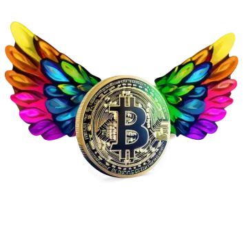 a bit coin with wings on it