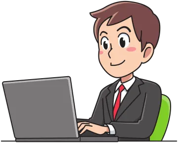 a man in a suit working on his laptop