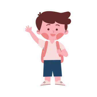 a boy with his hand up in the air