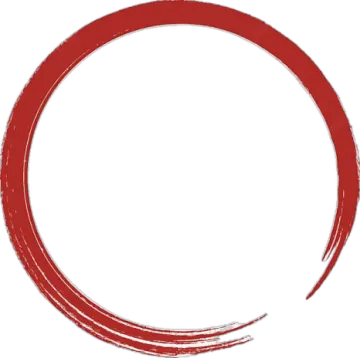 a red circle with a white background