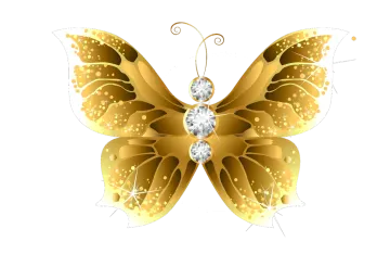 a gold butterfly with diamonds on its wings
