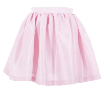 a pink skirt with a bow at the waist