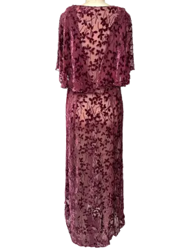 a purple dress with a floral pattern on it