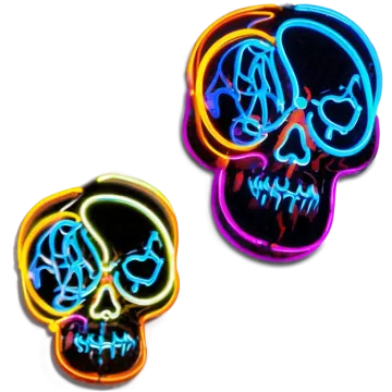 a pair of neon skull magnets
