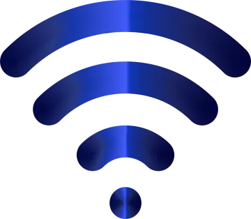 a blue wi - fi icon on a white background
