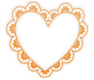 a heart shaped frame in orange and white