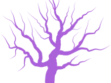 a purple tree with no leaves on it