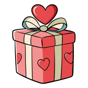 a red gift box with a heart on top