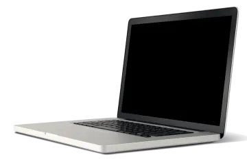 a laptop computer with a black screen
