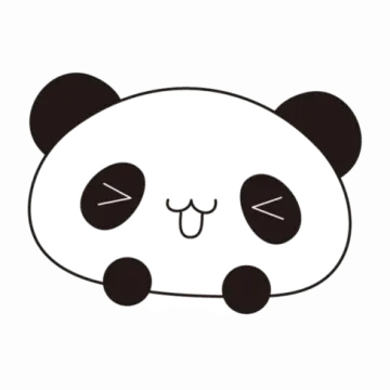 a black and white drawing of a panda face