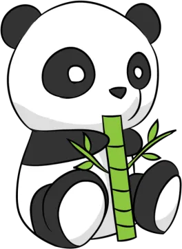 panda eating bamboo clipart