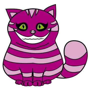 a purple cat with green eyes sitting down