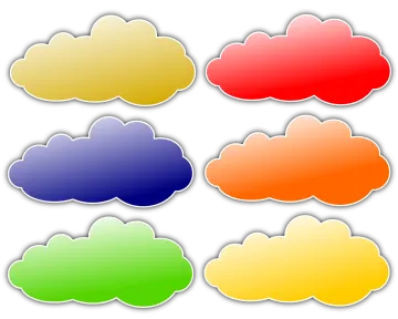 a set of six different colored clouds