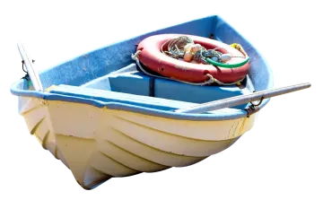 the boat is blue