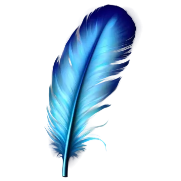 a blue feather on a white background