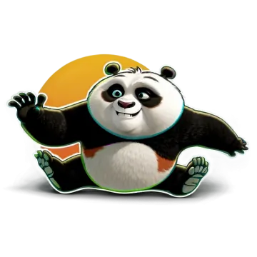 a cartoon panda bear sitting on the ground