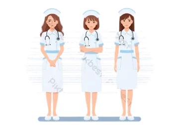 three female doctors standing in a line