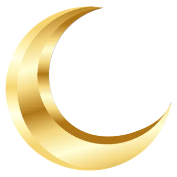 a gold crescent on a white background