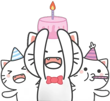a group of cats with a birthday hat and candle
