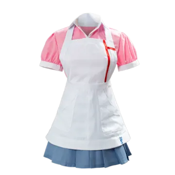 a woman in a white and pink uniform